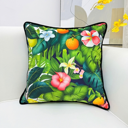 91家纺网 家纺一手货源 找家纺 （总）爱家居 2025新款抱枕沙发新中式靠垫轻奢高级感靠枕床头大靠背正方形抱枕套卡通花卉