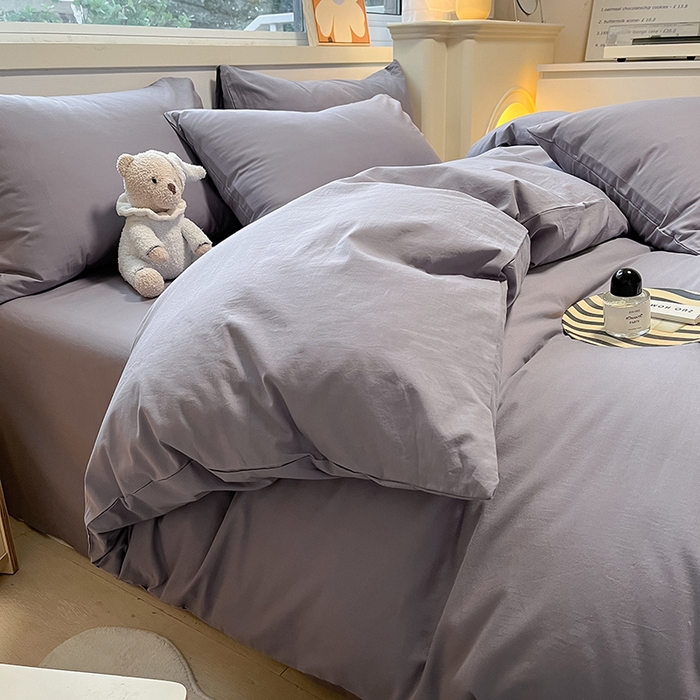 91家纺网 家纺一手货源 找家纺 卡巴伦家纺 2025新款40支纯棉A类水洗棉四件套风格2 水晶灰