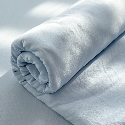 91家纺网 家纺一手货源 找家纺 曼谷家纺 2025新款软糯毛巾绣水洗棉床单床笠枕套纯色床单床笠枕套单品 水洗-天蓝