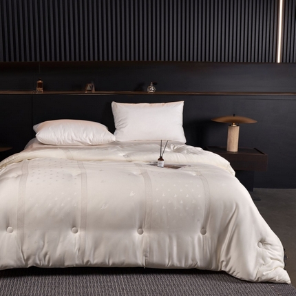 朴罗 （ 原岚图）2025新款臻品欧式提花黄金大豆被被子被芯-千千阙歌 千千阙歌-米白