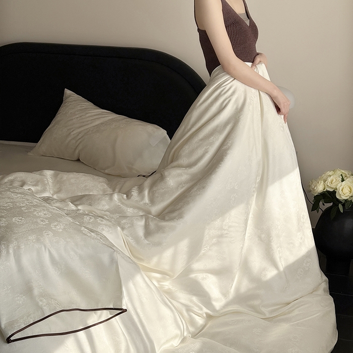 91家纺网 家纺一手货源 找家纺 鹿班家居 2025夏季60S莱赛尔提花系列漫月白茶四件套【标准会员-20】 白色