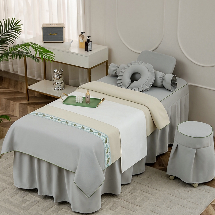 91家纺网 家纺一手货源 找家纺 千姿坊 2025新款床罩四件套-叶语 叶语-灰