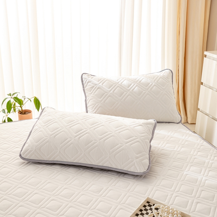 91家纺网 家纺一手货源 找家纺 云玲时尚 2025新款三防磨毛防水夹棉单人枕套 奶白