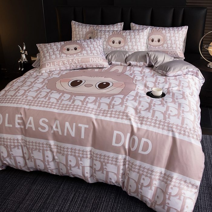 91家纺网 家纺一手货源 找家纺 2025新款水洗真丝数码印花四件套 萌萌兔