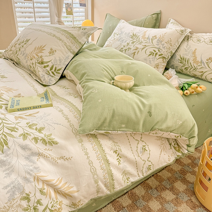 91家纺网 家纺一手货源 找家纺 绵庭家纺 2025新款12868全棉套件单品系列二四件套 沐雅清风