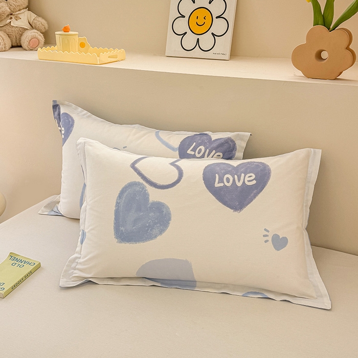 91家纺网 家纺一手货源 找家纺 绵庭家纺 2025新款12868全棉套件单品系列二单枕套 奶油爱心