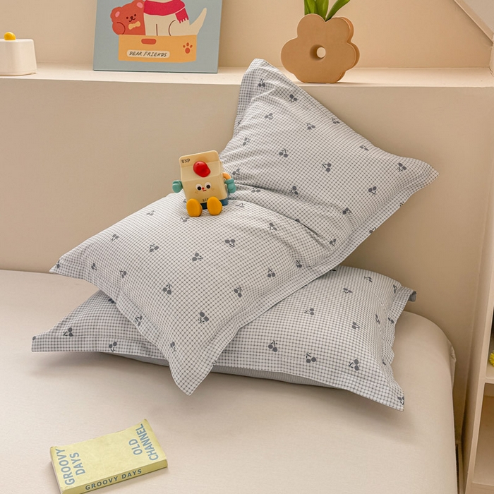 91家纺网 家纺一手货源 找家纺 绵庭家纺 2025新款12868全棉套件单品系列二单枕套 樱姿-灰