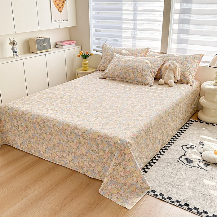 91家纺网 家纺一手货源 找家纺 绵庭家纺 2025新款12868全棉套件单品系列二单床单 暖阳绿意