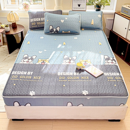 富馨莱 2025新款A类凉感丝空气纤维凉席床笠款 柯基