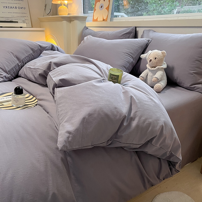 91家纺网 家纺一手货源 找家纺 卡巴伦家纺 2025新款40支纯棉A类水洗棉四件套风格2 水晶灰