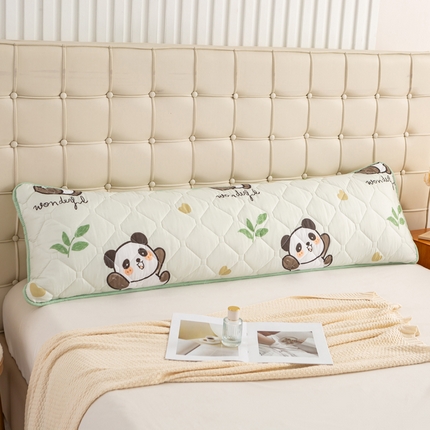 云玲时尚 2025新款三防磨毛防水夹棉双人长枕套 幸福熊猫