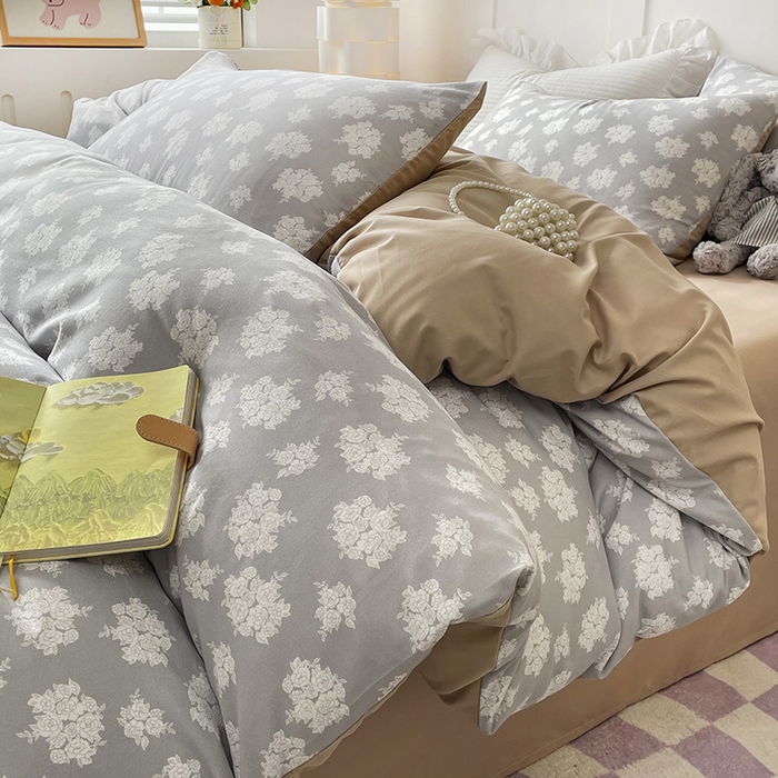 91家纺网 家纺一手货源 找家纺 汣沐生活 2025新款针织棉印花款四件套 时宜-咖