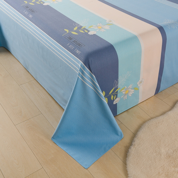 91家纺网 家纺一手货源 找家纺 润淳家居 2025新款老粗布三件套及单品 花簇 蓝