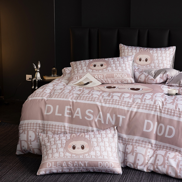 91家纺网 家纺一手货源 找家纺 2025新款水洗真丝数码印花四件套 萌萌兔