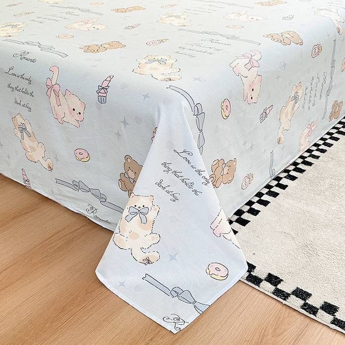 91家纺网 家纺一手货源 找家纺 绵庭家纺 2025新款12868全棉套件单品系列二单床单 奶油阿布-蓝