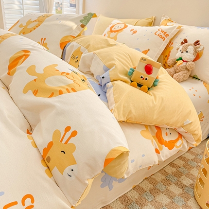 绵庭家纺 2025新款12868全棉套件单品系列二四件套 狮子乐园