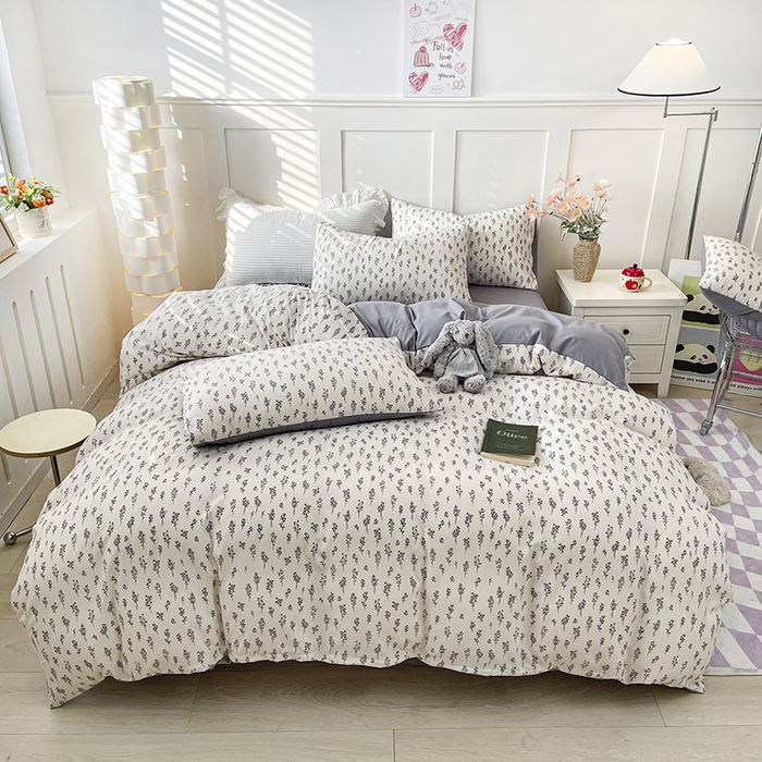 91家纺网 家纺一手货源 找家纺 汣沐生活 2025新款针织棉印花款四件套 小晴天