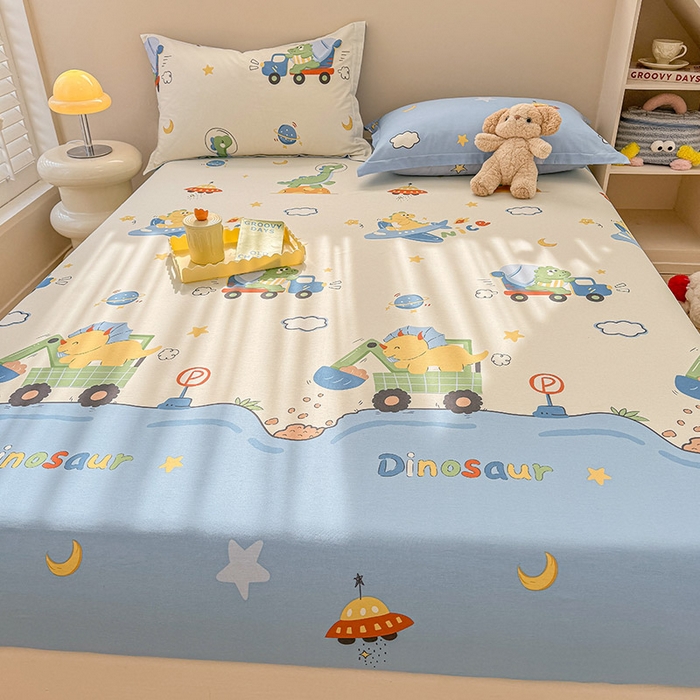 91家纺网 家纺一手货源 找家纺 2025新款12868全棉套件单品系列二单床笠 太空旅行