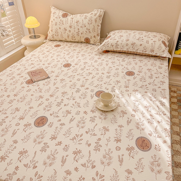 91家纺网 家纺一手货源 找家纺 2025新款12868全棉套件单品系列二单床笠 烟染秋色