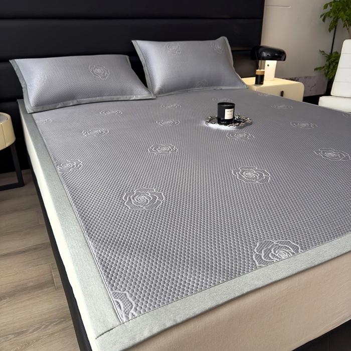 91家纺网 家纺一手货源 找家纺 欧邦 2025新款A类3D立体提花冰豆豆凉席 冰豆豆-高级灰