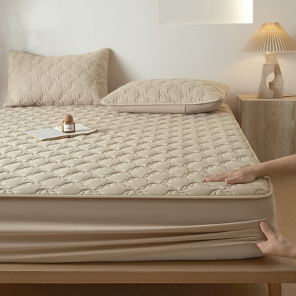 雪云美2025新款全棉夹棉床笠13372斜纹A类纯棉床罩可定制尺寸-风车款 风车-健康驼