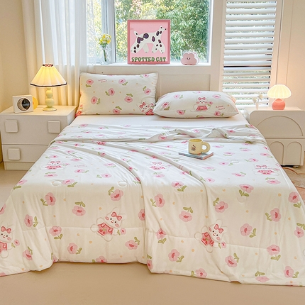 91家纺网 家纺一手货源 找家纺 （总）欢乐季  2025新款7A抗菌凉感丝大豆夏被