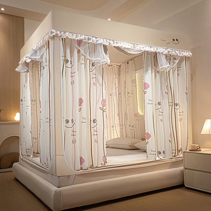 锦逸家居 2025新款坐床式防摔遮光蚊帐 微笑人生-遮光