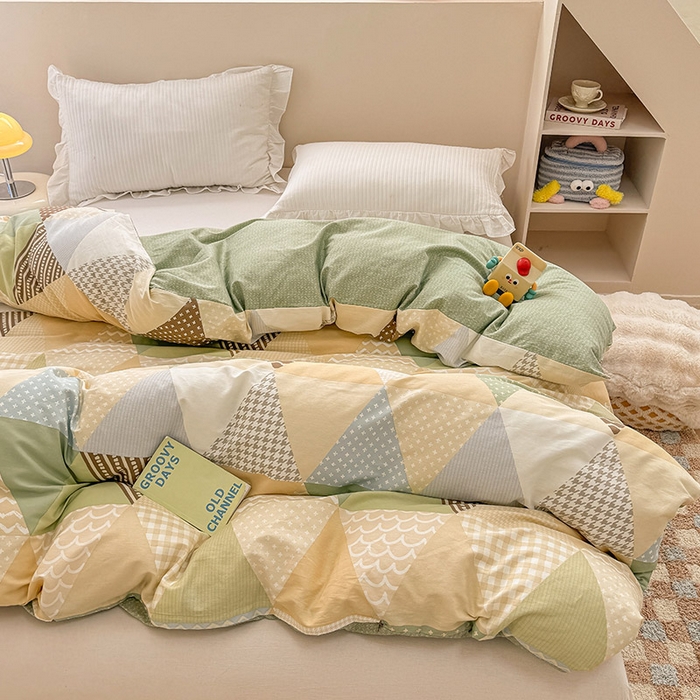 91家纺网 家纺一手货源 找家纺 绵庭家纺 2025新款12868全棉套件单品系列二单被套 云峰-绿