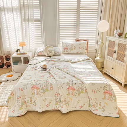 91家纺网 家纺一手货源 找家纺 欢乐季  2025新款7A抗菌针织棉大豆夏被 梦幻城堡