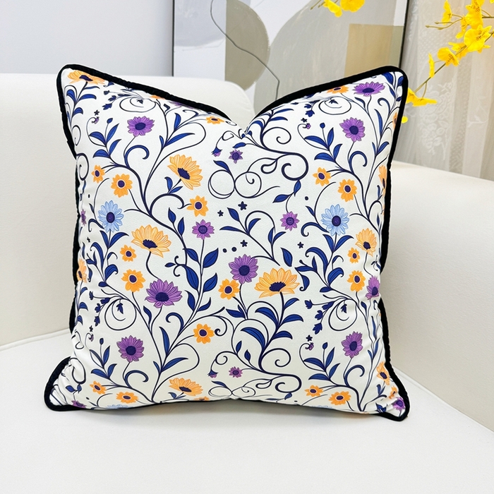 91家纺网 家纺一手货源 找家纺 爱家居 2025新款抱枕沙发新中式靠垫轻奢高级感靠枕床头大靠背正方形抱枕套卡通花卉 紫藤花