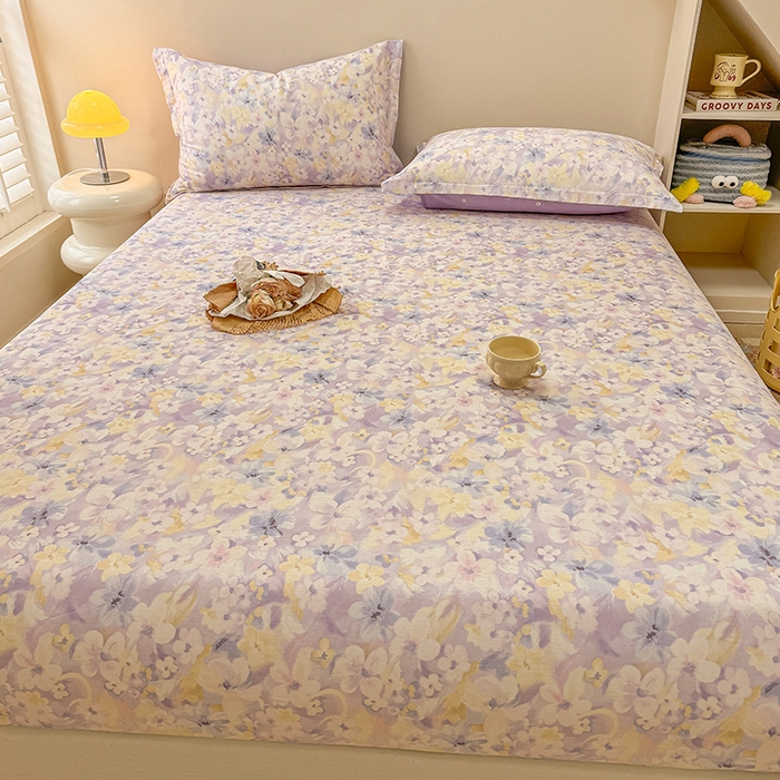 91家纺网 家纺一手货源 找家纺 2025新款12868全棉套件单品系列二单床笠 香颂蝶舞