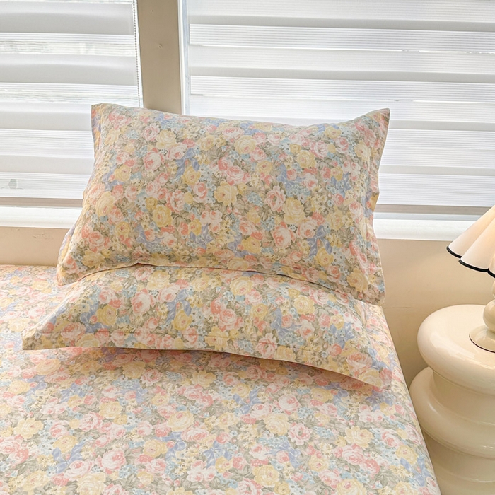 91家纺网 家纺一手货源 找家纺 绵庭家纺 2025新款12868全棉套件单品系列二单枕套 暖阳绿意