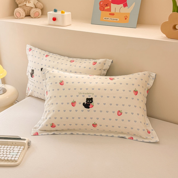 91家纺网 家纺一手货源 找家纺 绵庭家纺 2025新款12868全棉套件单品系列二单枕套 甜心蜜趣