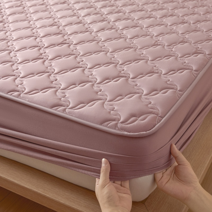 91家纺网 家纺一手货源 找家纺 雪云美2025新款全棉夹棉床笠13372斜纹A类纯棉床罩可定制尺寸-风车款 风车-幸福棕红