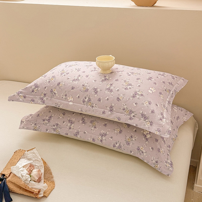 91家纺网 家纺一手货源 找家纺 绵庭家纺 2025新款12868全棉套件单品系列二四件套 雅园漫游-紫