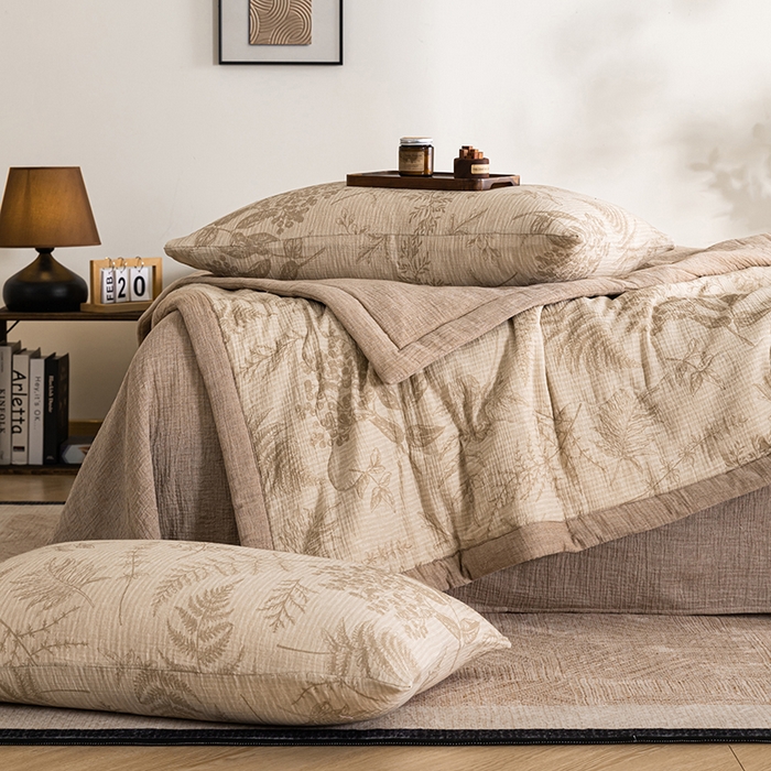 91家纺网 家纺一手货源 找家纺 吾诺 2025新建全棉印花泡泡双层纱大豆夏被子被芯全棉夏被四件套夏凉被空调被 锦素