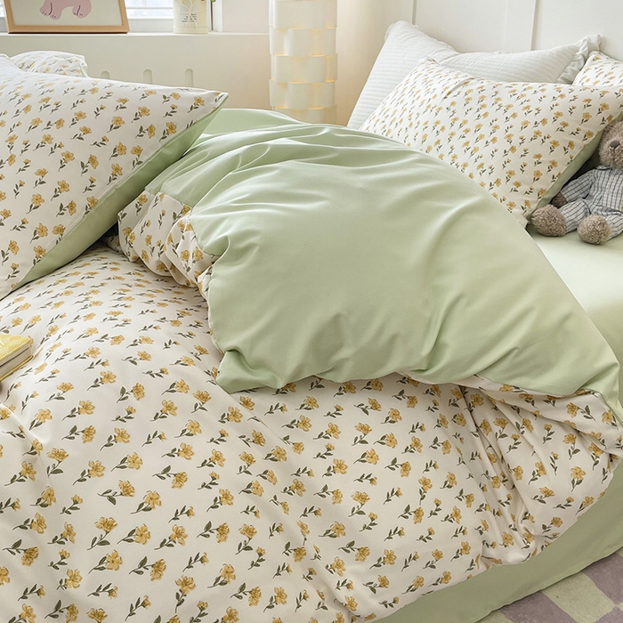 91家纺网 家纺一手货源 找家纺 汣沐生活 2025新款针织棉印花款四件套 舒芙蕾