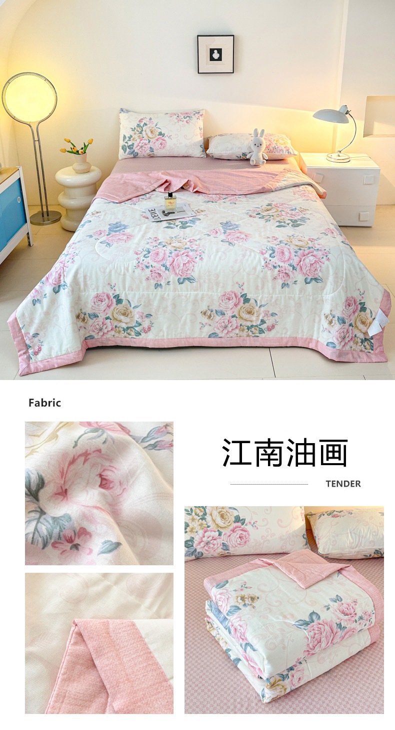 91家纺网 家纺一手货源 找家纺 2025新款纯棉棉花夏被 被子被芯 花语菲菲