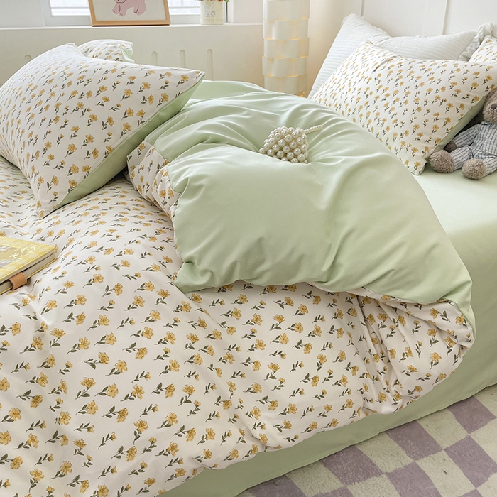 91家纺网 家纺一手货源 找家纺 汣沐生活 2025新款针织棉印花款四件套 舒芙蕾