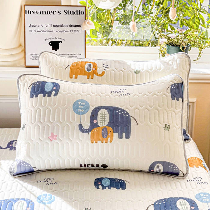 91家纺网 家纺一手货源 找家纺 富馨莱 2025新款A类凉感丝空气纤维凉席床笠款 可爱小像