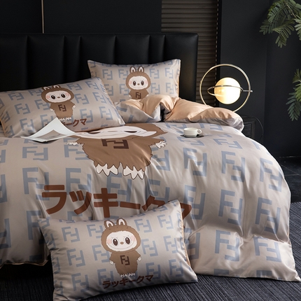 2025新款水洗真丝数码印花四件套 咔咔兔