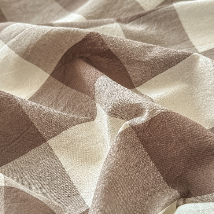 91家纺网 家纺一手货源 找家纺 晓时候 2025新款100%全棉色织水洗棉床单全棉床单纯棉床单 灰中格