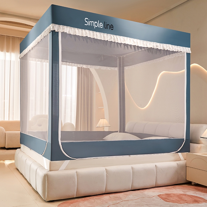 91家纺网 家纺一手货源 找家纺 锦逸家居 2025新款坐床式防摔遮光蚊帐 巴塞罗纳-不遮光