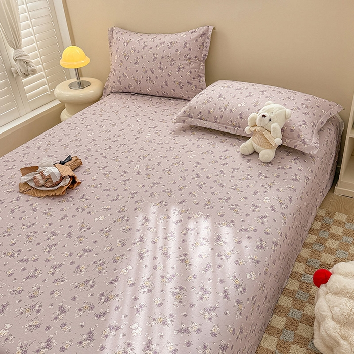 91家纺网 家纺一手货源 找家纺 绵庭家纺 2025新款12868全棉套件单品系列二单床单 雅园漫游-紫