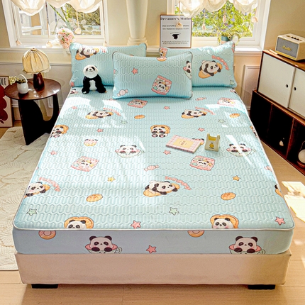 富馨莱 2025新款A类凉感丝空气纤维凉席床笠款 熊猫宝宝