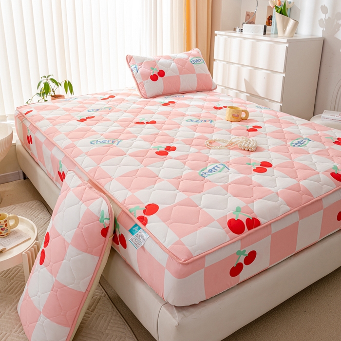 91家纺网 家纺一手货源 找家纺 云玲时尚 2025新款三防磨毛防水夹棉单人枕套 樱桃格