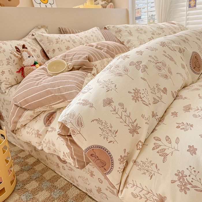 91家纺网 家纺一手货源 找家纺 绵庭家纺 2025新款12868全棉套件单品系列二四件套 烟染秋色