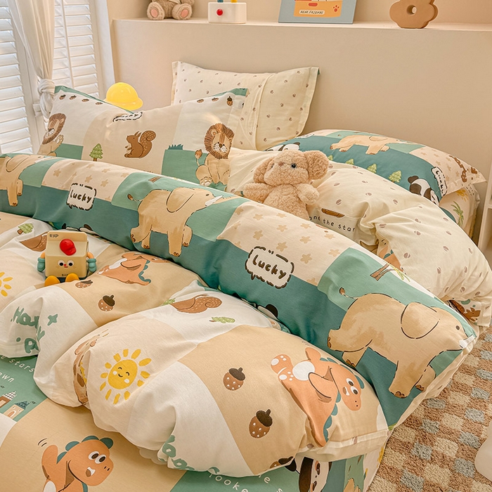 91家纺网 家纺一手货源 找家纺 绵庭家纺 2025新款12868全棉套件单品系列二四件套 玩趣森林