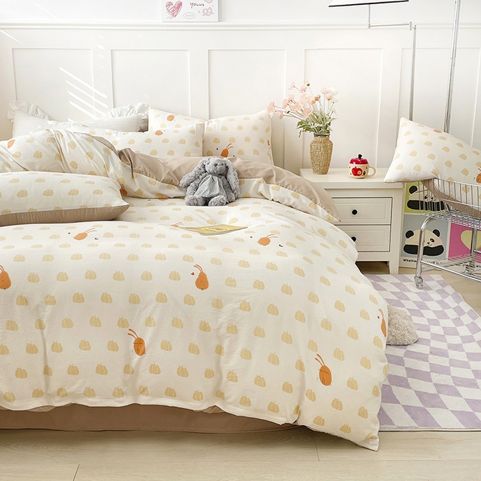 91家纺网 家纺一手货源 找家纺 汣沐生活 2025新款针织棉印花款四件套 小圆满