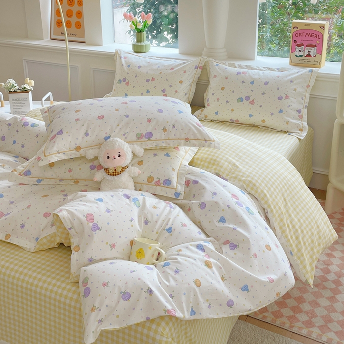 91家纺网 家纺一手货源 找家纺 铭博家纺 新款直播爆款网红全棉四件套13070印花吊边一字绣纯棉被套工艺款 星奈